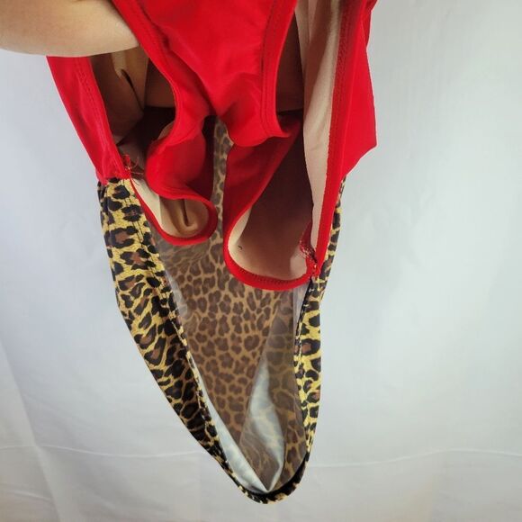 Sugar Doll Red and Leopard Retro PinUp Swimsuit - Picture 7 of 10